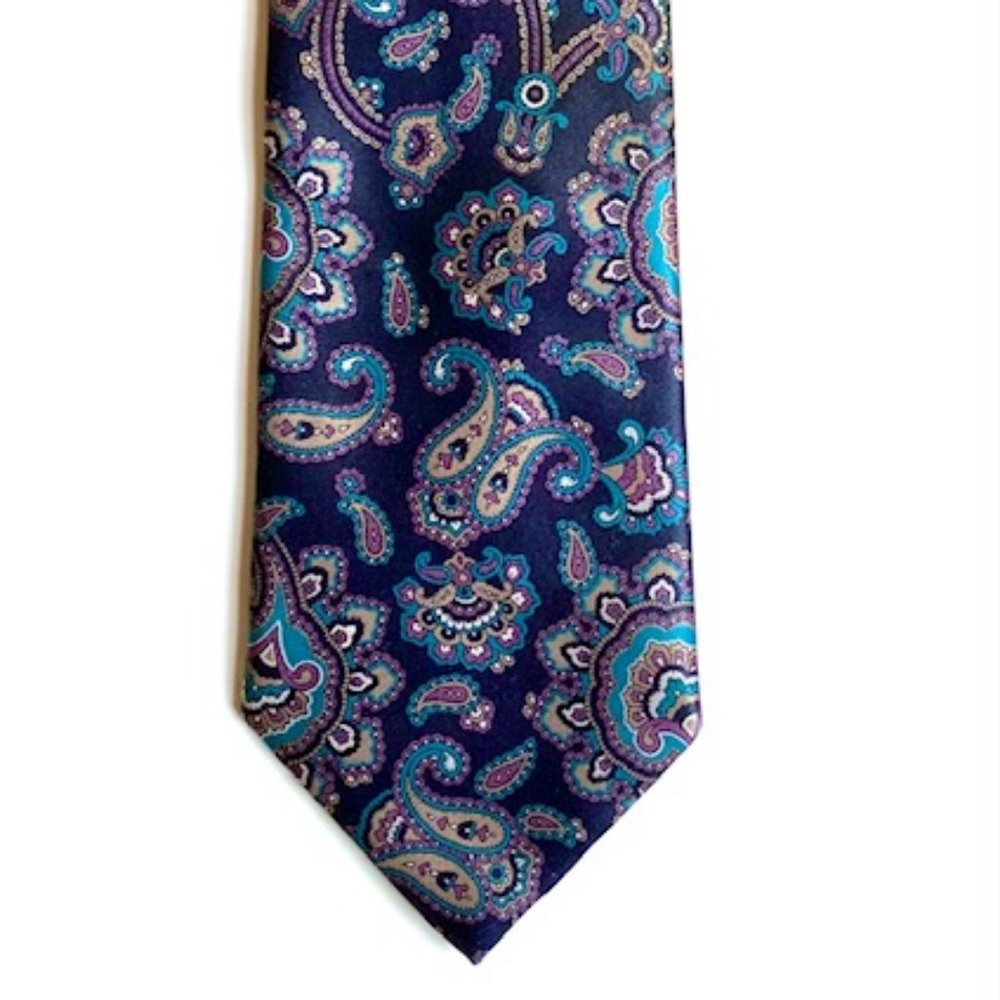 Navy Blue Paisley Geoffrey Beene Necktie